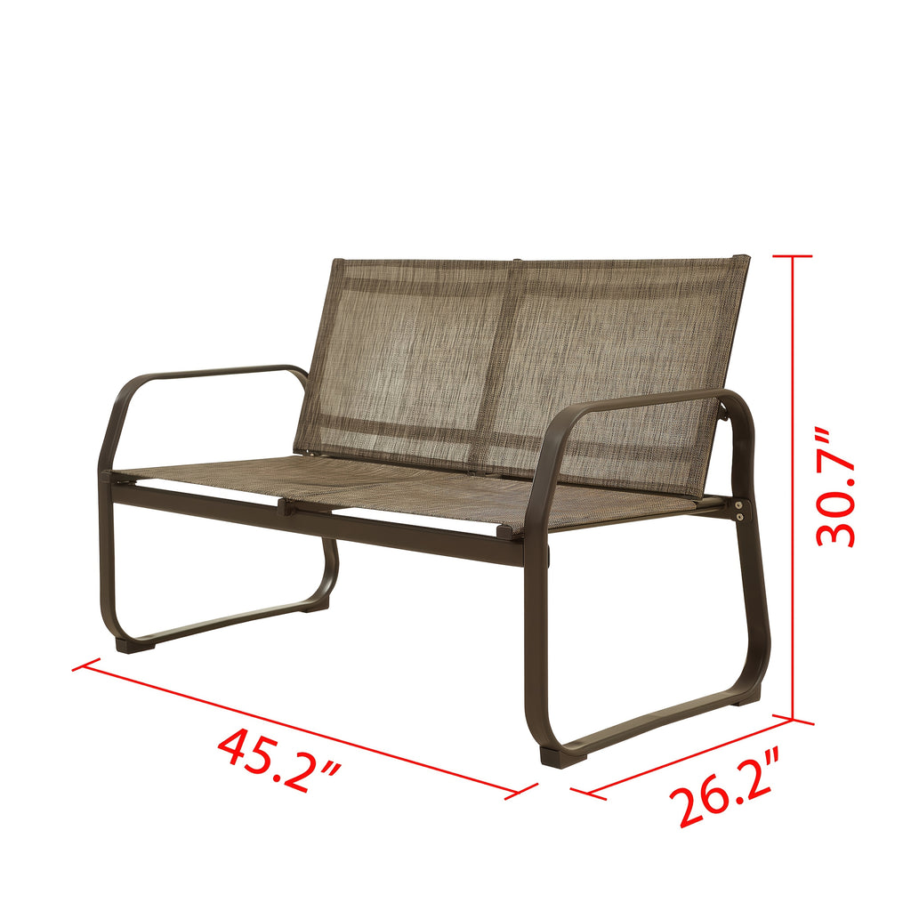 4pcs Patio Furniture Outdoor Bistro Conversation Set With Tempered Glass Coffee Table & Loveseat For Poolside, Porch, Lawn