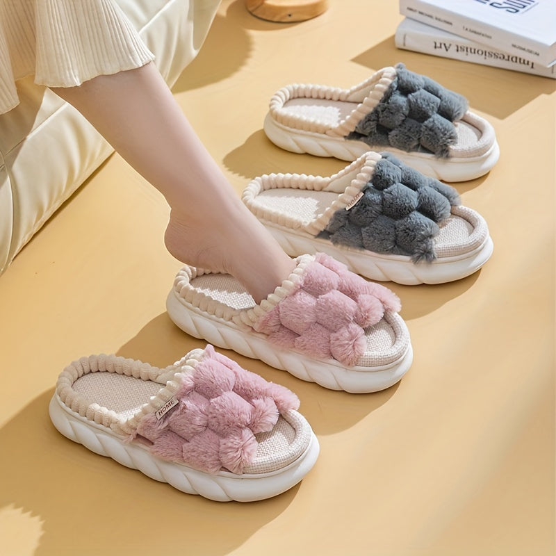 Comfort Slippers - Soft Linen, Thick Sole, Non-Slip Indoor/Outdoor Shoes for All Seasons, House Slippers