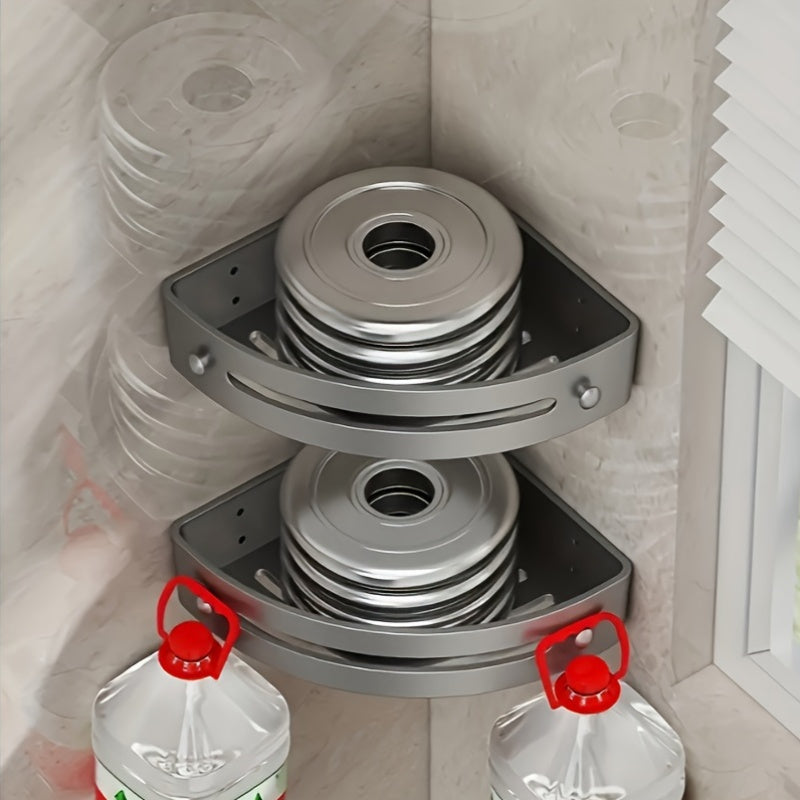2-Tier Corner Shower Caddy Organizer - Space-Saving, No-Drill Wall-Mounted Bathroom Storage Rack With Adhesive Mounts, Durable ABS Plastic, 2pcs Shower Shelves For Shampoo & Essentials, Shower Caddies
