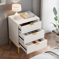 25.8" White Wooden 3-Drawer Nightstand - Modern Bedside Table With Storage, Tall End Table For Bedroom, Minimalist Dresser With Smooth Gliding Drawers, Contemporary Bedroom Furniture With Sturdy Wooden Frame (1pc)