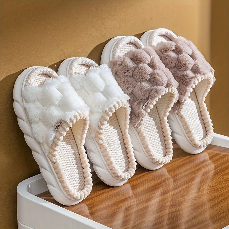 Comfort Slippers - Soft Linen, Thick Sole, Non-Slip Indoor/Outdoor Shoes for All Seasons, House Slippers