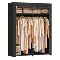 1pc SONGMICS Portable Wardrobe Closet Organizer with Cover, 4 Hanging Rods and Shelves, 4 Side Pockets, Metal Material, Lacquered Finish, Large Capacity for Bedroom, Living Room, Clothes Organizer Storage, SONGMICS