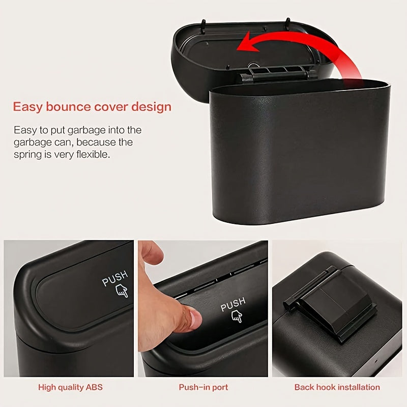 3pcs/set -1pc Trash Can + 2 Rolls Of Garbage Bags, Car Side Door Hanging Storage Box, Mini Creative Car Trash Can