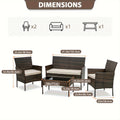 4 Pieces Patio Furniture Set - Wicker Rattan Sofa with Soft Cushion and Glass Table - Outdoor Furniture for Garden, Yard, Pool, or Backyard - Perfect for Relaxing and Entertaining - Ideal Gift for Housewarming