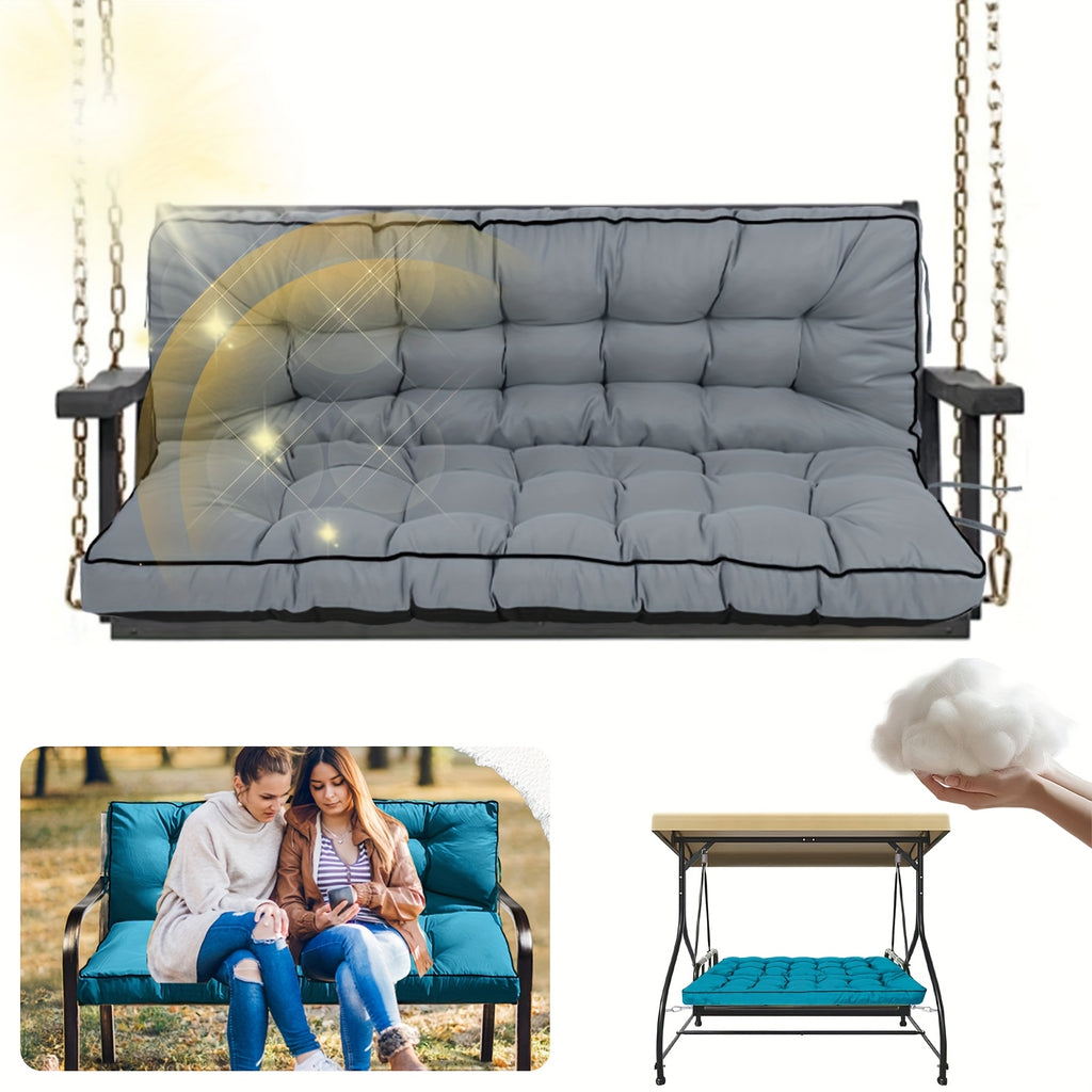 2-3 Seater Waterproof Outdoor Swing Cushions with Turquoise Blue Cushion Cover - Heavy-Duty All-Weather Washable Porch Swing Seat Pad, Sturdy Chain-Fastened Design for Patio,2 Balcony Furniture (Machine Washable, 60x40x4in) -