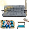 2-3 Seater Waterproof Outdoor Swing Cushions with Turquoise Blue Cushion Cover - Heavy-Duty All-Weather Washable Porch Swing Seat Pad, Sturdy Chain-Fastened Design for Patio,2 Balcony Furniture (Machine Washable, 60x40x4in) -