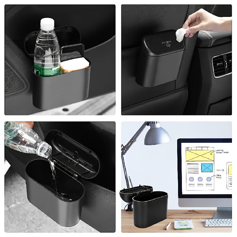 3pcs/set -1pc Trash Can + 2 Rolls Of Garbage Bags, Car Side Door Hanging Storage Box, Mini Creative Car Trash Can
