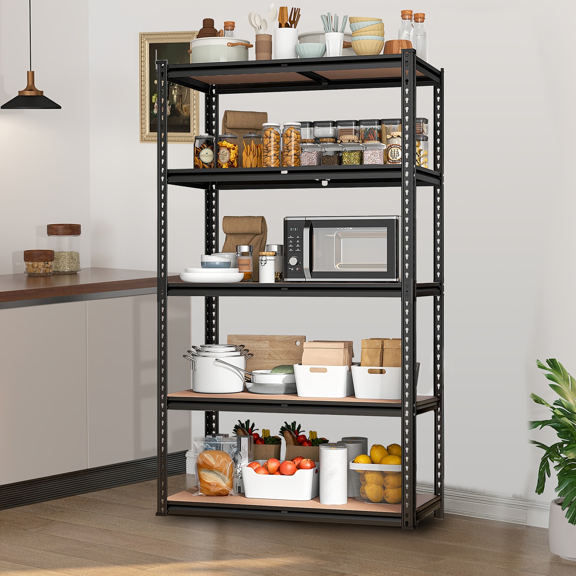 35.5"W X72"H X 15.8"D 5 Tier Metal Shelves for Garage Shelves, 2000LBS Garage Shelving 72''H Storage Shelves Heavy Duty Shelving, Adjustable Shelving Unit for Basement Pantry Utility Rack Shelf, Standing Shelf