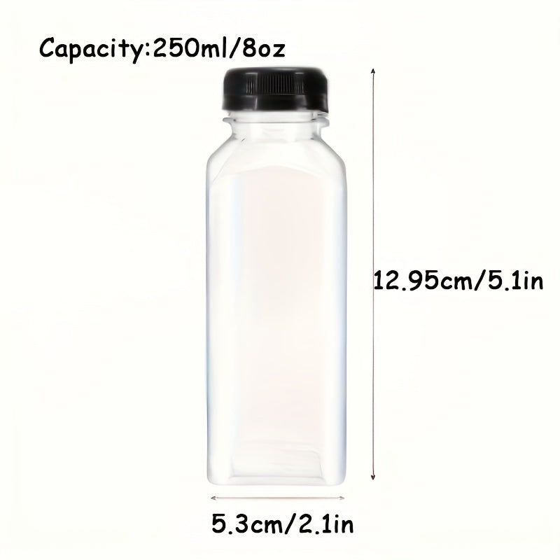 8pcs, Empty Drink Bottles, 17oz Plastic Juice Bottles With Black Lids, Reusable Juice Storage Containers For Storing Water And Homemade Beverages