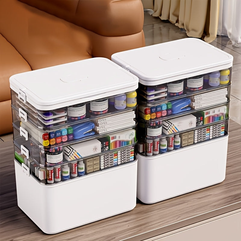 A Multifunctional Plastic Storage Box with a Handle - No Assembly Required, Perfect for Organizing Sewing Tools, Medications, Hair Accessories, Art Supplies, Medical Storage, Cosmetics, And Toys - a Home Storage Solution, Sho
