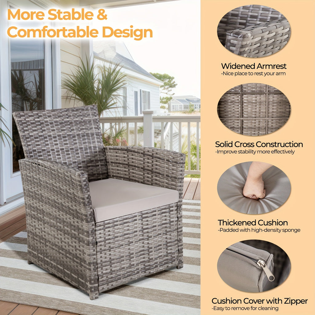 4pcs Patio Furniture Set, Outdoor Wicker Conversation Sets, Rattan Sectional Sofa W/Coffee Table, Seat Cushions For Backyard Porch Garden Poolside