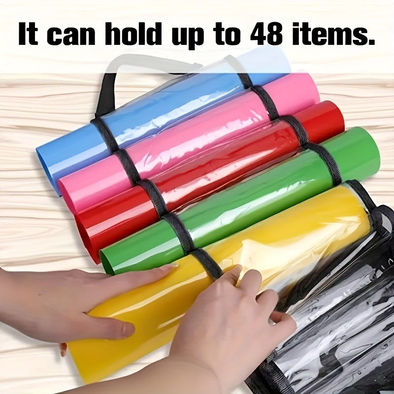 12/24/48 Compartment Vinyl Roll Holder - Wall-Mounted Over-The-Door Hanging Storage Rack, Durable Plastic Craft & Makeup Organizer for Yarn, Ribbons, Fabric Rolls - Space-Saving Vertical Organizer for Craft Room, Office, Home
