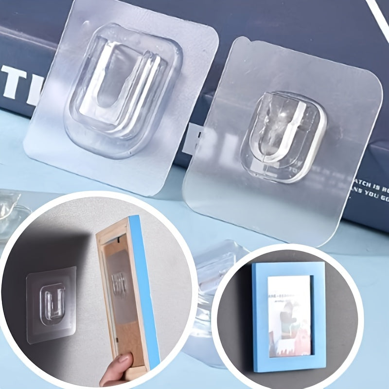 5 Pairs//double-sided Adhesive Wall Hooks, Practical Hooks Seamless And Invisible, Suitable for Heavy-duty Hanging Storage In Bathrooms, Kitchens, And Bedrooms, Modern Style, Practical Hanging, Utility Hooks
