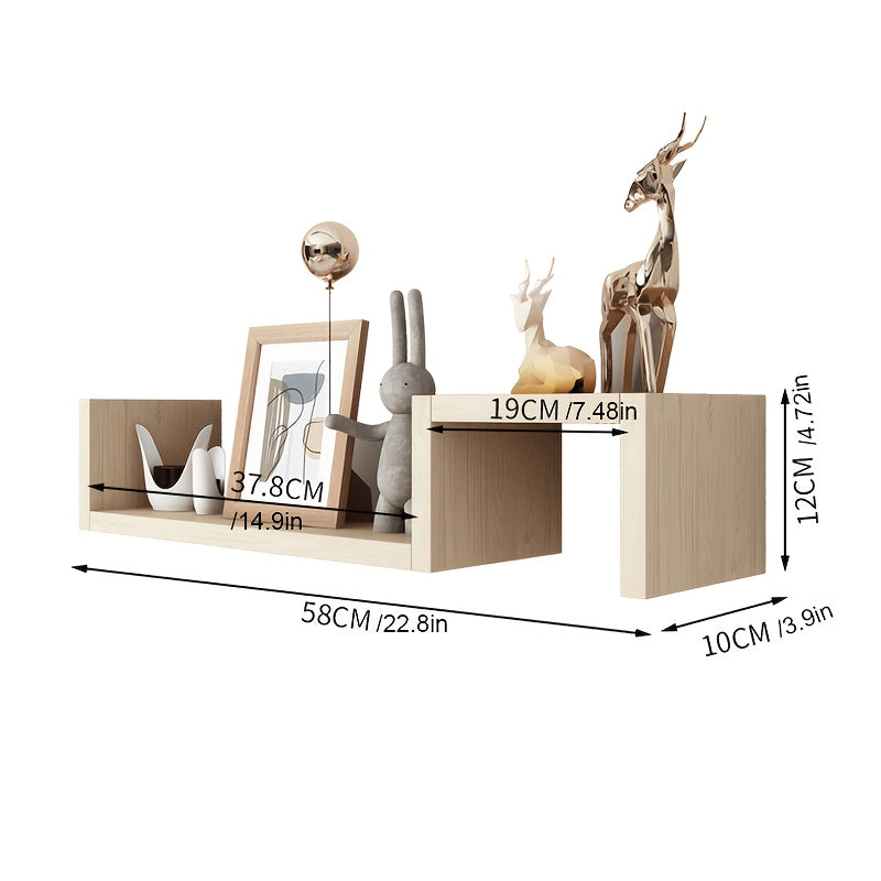 2 Creative Suspension Shelves, Wall Partition, Wall Hanging Storage Shelves, Reinforced Panels, Strong Bearing Capacity, Easy Installation, Suitable For Bedroom, Living Room, Toilet, Bathroom, Restaurant, Dining Room, Hotel A