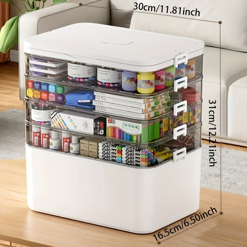 A Multifunctional Plastic Storage Box with a Handle - No Assembly Required, Perfect for Organizing Sewing Tools, Medications, Hair Accessories, Art Supplies, Medical Storage, Cosmetics, And Toys - a Home Storage Solution, Sho