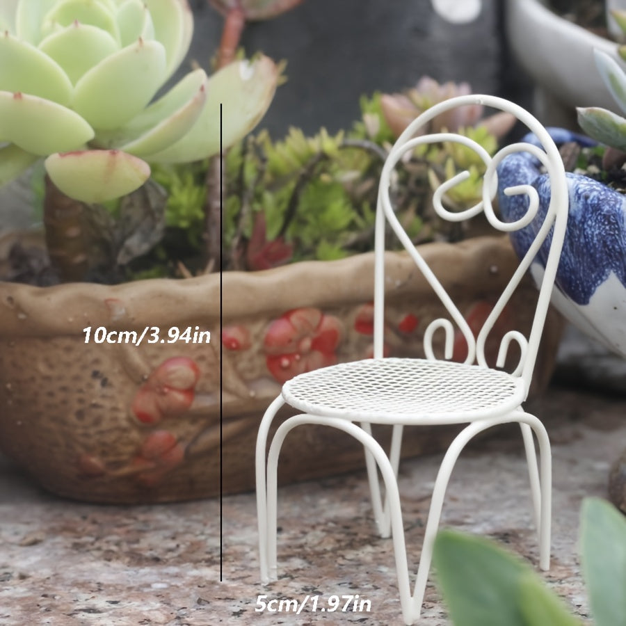 Charming Mini Iron Garden Set - Rustic Table & Chair with Succulent Planter, Perfect for Outdoor Decor and Thanksgiving Outdoor Patio Furniture Outdoor Garden Decor