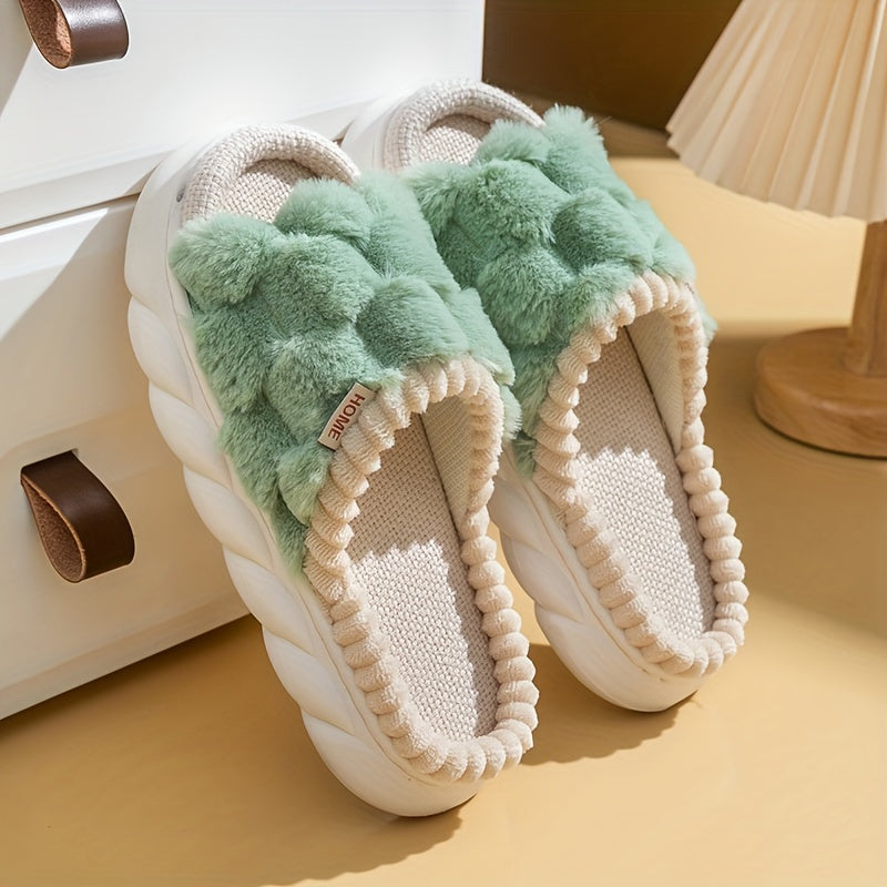 Comfort Slippers - Soft Linen, Thick Sole, Non-Slip Indoor/Outdoor Shoes for All Seasons, House Slippers