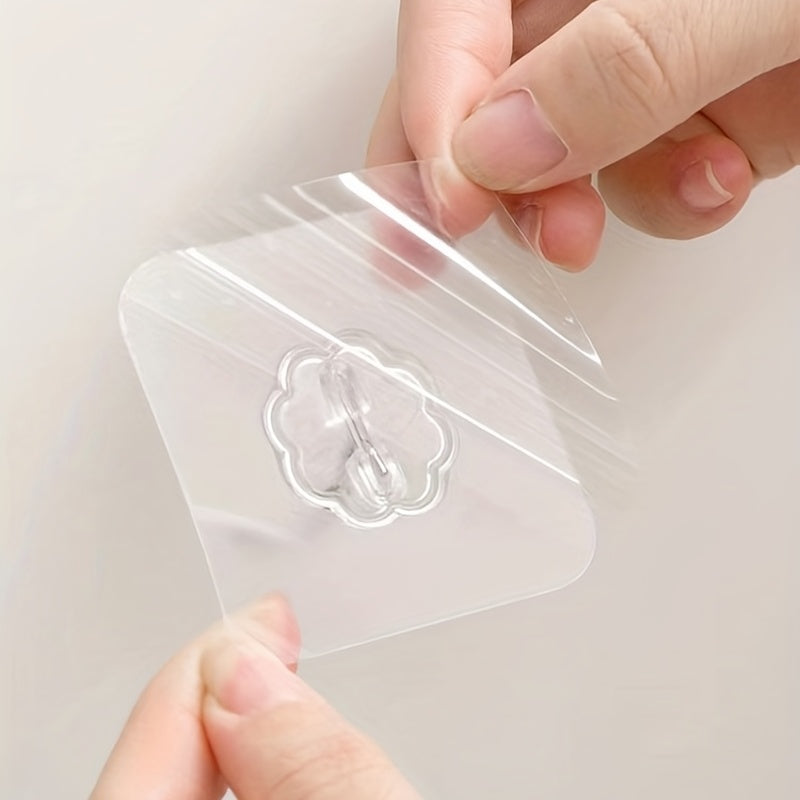 10pcs Strong Sticky Hook, Self Adhesive Wall Hook, Waterproof Hanging Hook, Bathroom Toilet Wall Traceless Storage Hook, Multifunctional Hanging Storage Wall Hook