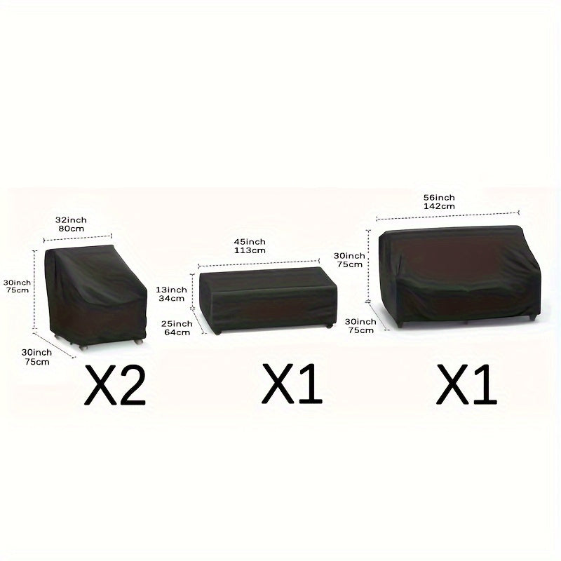 4pc Heavy Duty Waterproof Patio Furniture Covers Set, 210D Oxford Cloth Outdoor Furniture Protector for All-Weather Protection - Black-Ideal for Halloween, Christmas & Thanksgiving Gifts