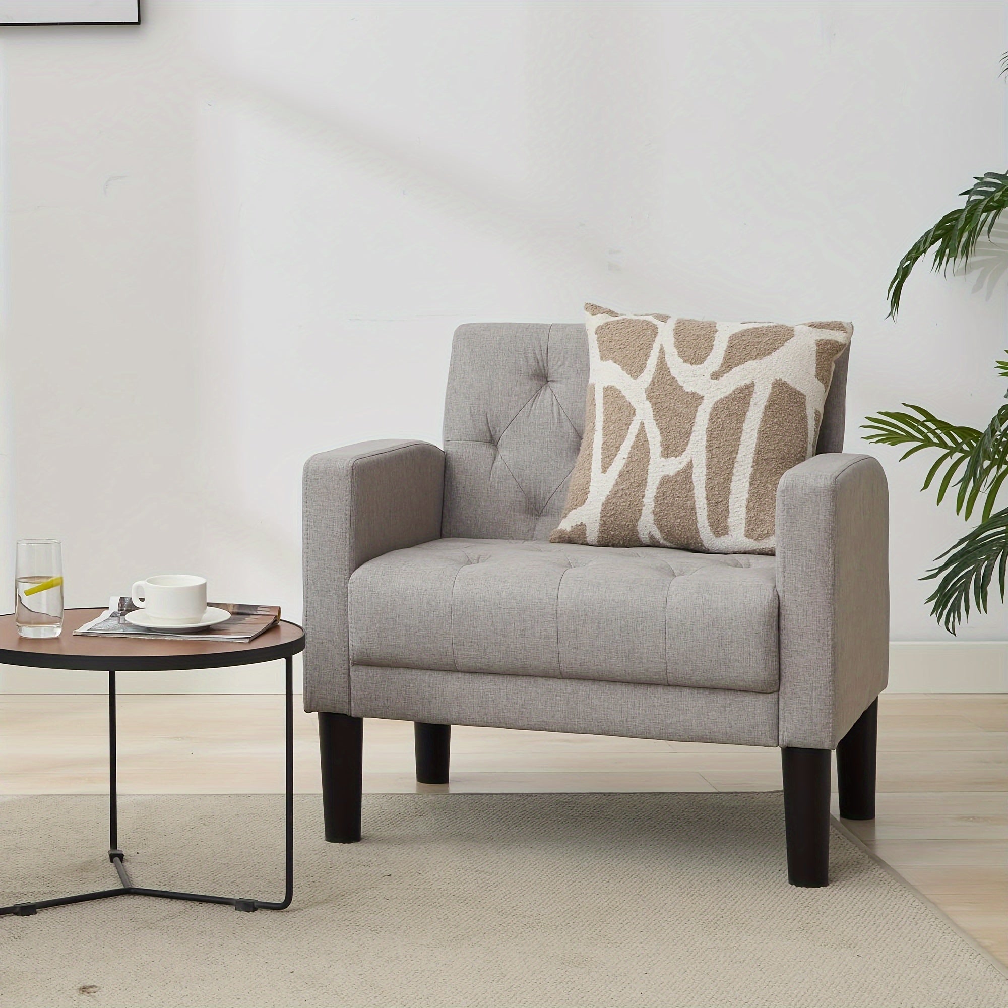 Accent Chair Comfy Living Room Chair Tufted Mid Century Modern Accent Chairs