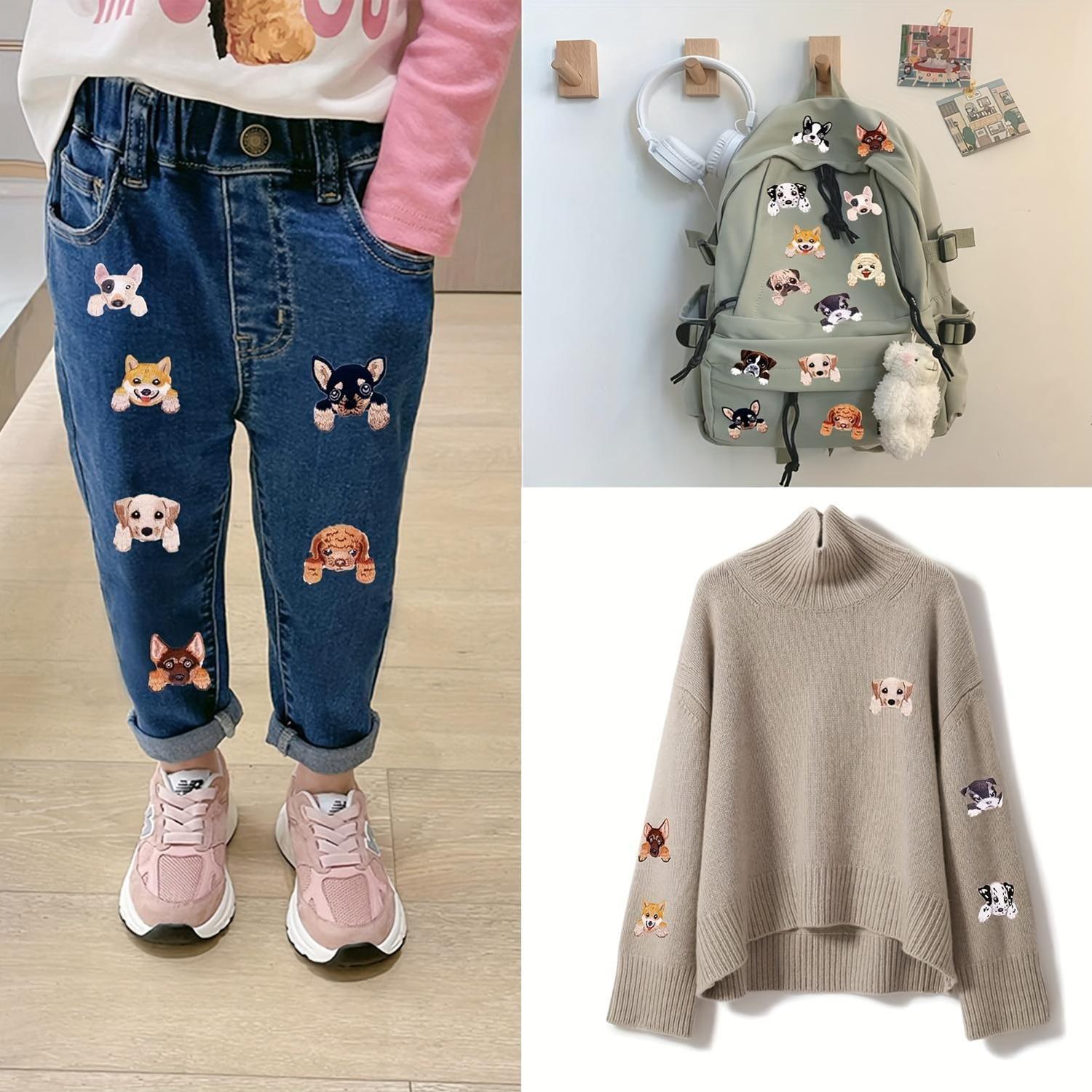 12pcs Adorable Dog Embroidered Patches, Assorted Iron-On/Sew-On Appliques for DIY Denim Jackets, Jeans, Shoes & Backpacks - Mixed Colors, Knitting Supplies