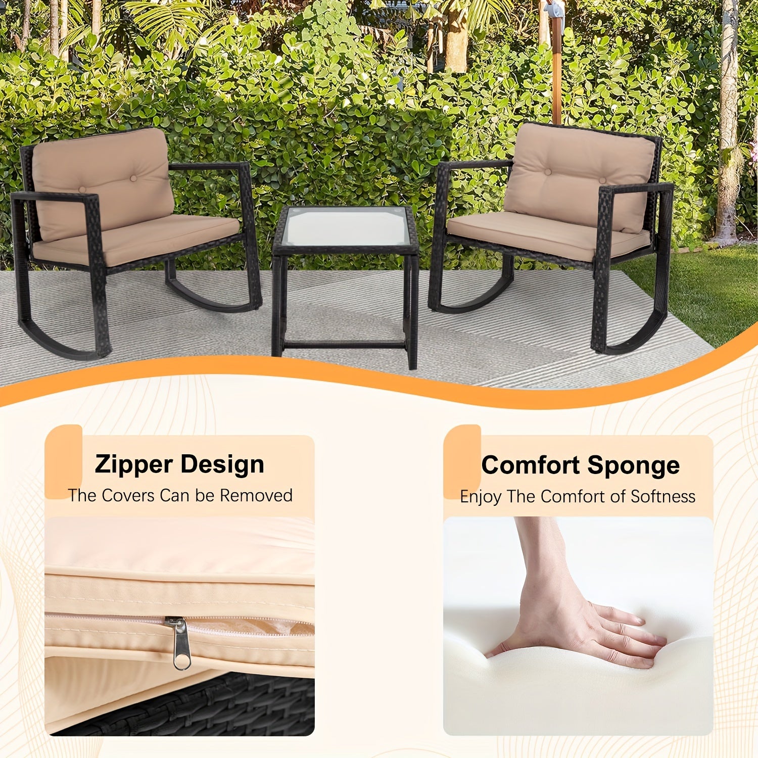 3 Piece Patio Furniture Sets Elegant and Stylish Bistro Set Wicker Patio Chair Set Sofa Set Rattan Conversation Sets
