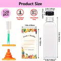 128 empty plastic bottles, 128 tamper-proof black caps, 1 rubber funnel, 1 sponge brush, 16oz Empty Plastic Juice Bottles with Caps, Bulk Clear Beverage Containers for Juicing, Drinking, Milkshake, Tea and Other Beverages