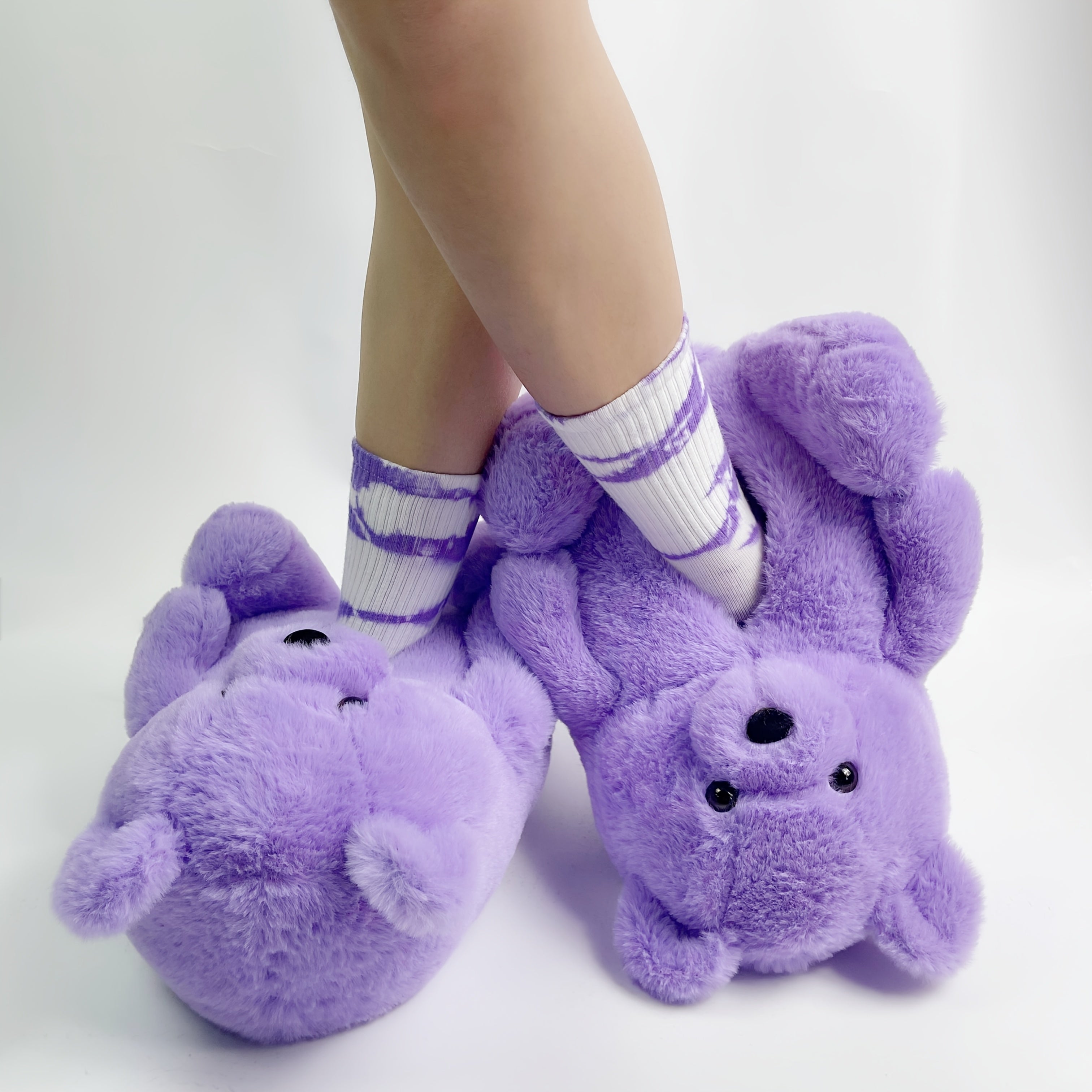 Cozy Women's Plush Slippers with Waterproof Soles - Cute Bear Design, Soft Microfiber, Indoor/Outdoor Comfort Footwear, Available in Multiple Colors, House Slippers