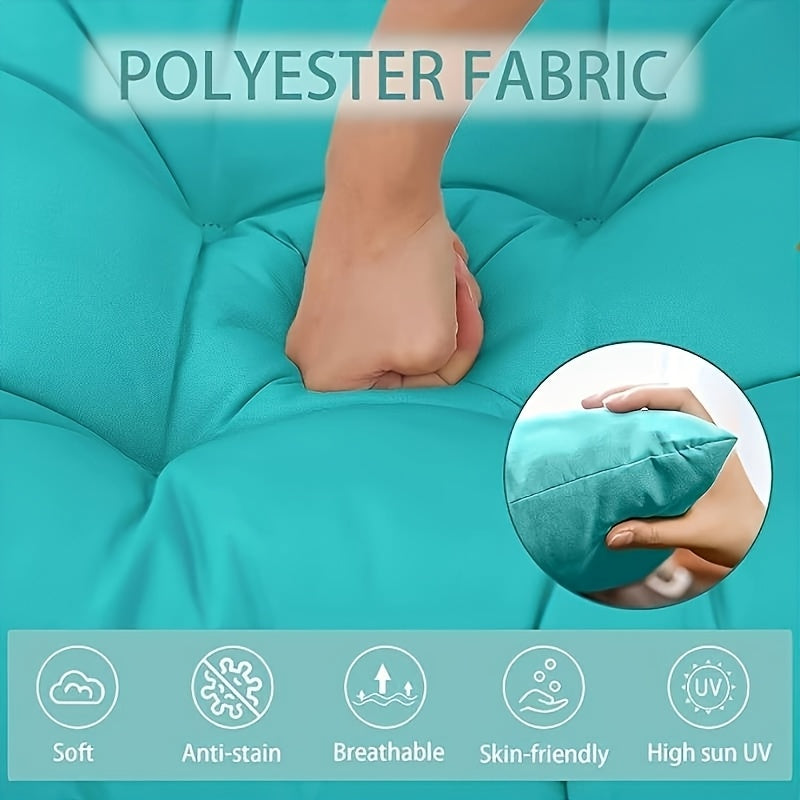 2-3 Seater Waterproof Outdoor Swing Cushions with Turquoise Blue Cushion Cover - Heavy-Duty All-Weather Washable Porch Swing Seat Pad, Sturdy Chain-Fastened Design for Patio,2 Balcony Furniture (Machine Washable, 60x40x4in) -