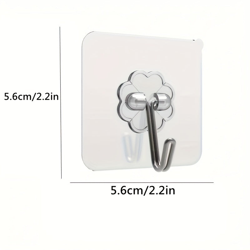 10pcs Strong Sticky Hook, Self Adhesive Wall Hook, Waterproof Hanging Hook, Bathroom Toilet Wall Traceless Storage Hook, Multifunctional Hanging Storage Wall Hook
