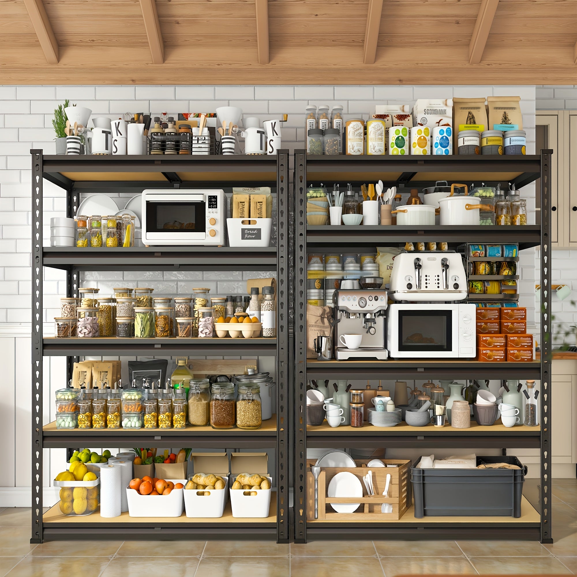 35.5"W X72"H X 15.8"D 5 Tier Metal Shelves for Garage Shelves, 2000LBS Garage Shelving 72''H Storage Shelves Heavy Duty Shelving, Adjustable Shelving Unit for Basement Pantry Utility Rack Shelf, Standing Shelf