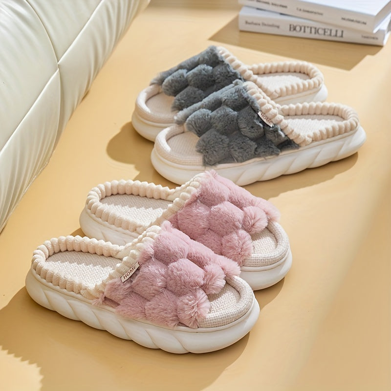 Comfort Slippers - Soft Linen, Thick Sole, Non-Slip Indoor/Outdoor Shoes for All Seasons, House Slippers