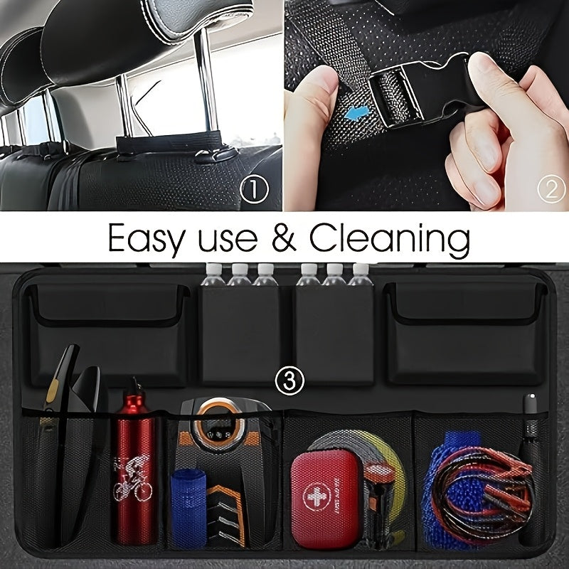Car trunk storage bag, rear seat hanging storage bag, with 8 large storage bags, super large capacity - trunk storage bag, suitable for SUV, truck, truck - your space saving expert