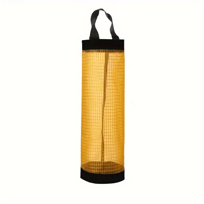 1pc Foldable Mesh Grocery Bag Holder, Breathable Plastic Bag Dispenser, Kitchen Garbage Bag Organizer with Hanging Storage