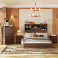 4pcs Queen Bedroom Set - Storage Bed Frame with Smart USB Charging, 2 Nightstands & Dresser | Solid Wood Furniture for Master Bedroom (Easy 30-Min Assembly), Bedroom Furniture Set, Modern Bedroom Furniture, Durable Wooden Fur