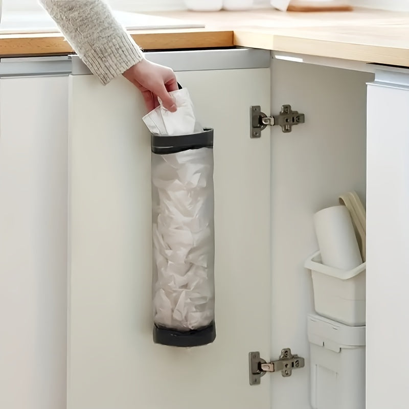 1pc Foldable Mesh Grocery Bag Holder, Breathable Plastic Bag Dispenser, Kitchen Garbage Bag Organizer with Hanging Storage