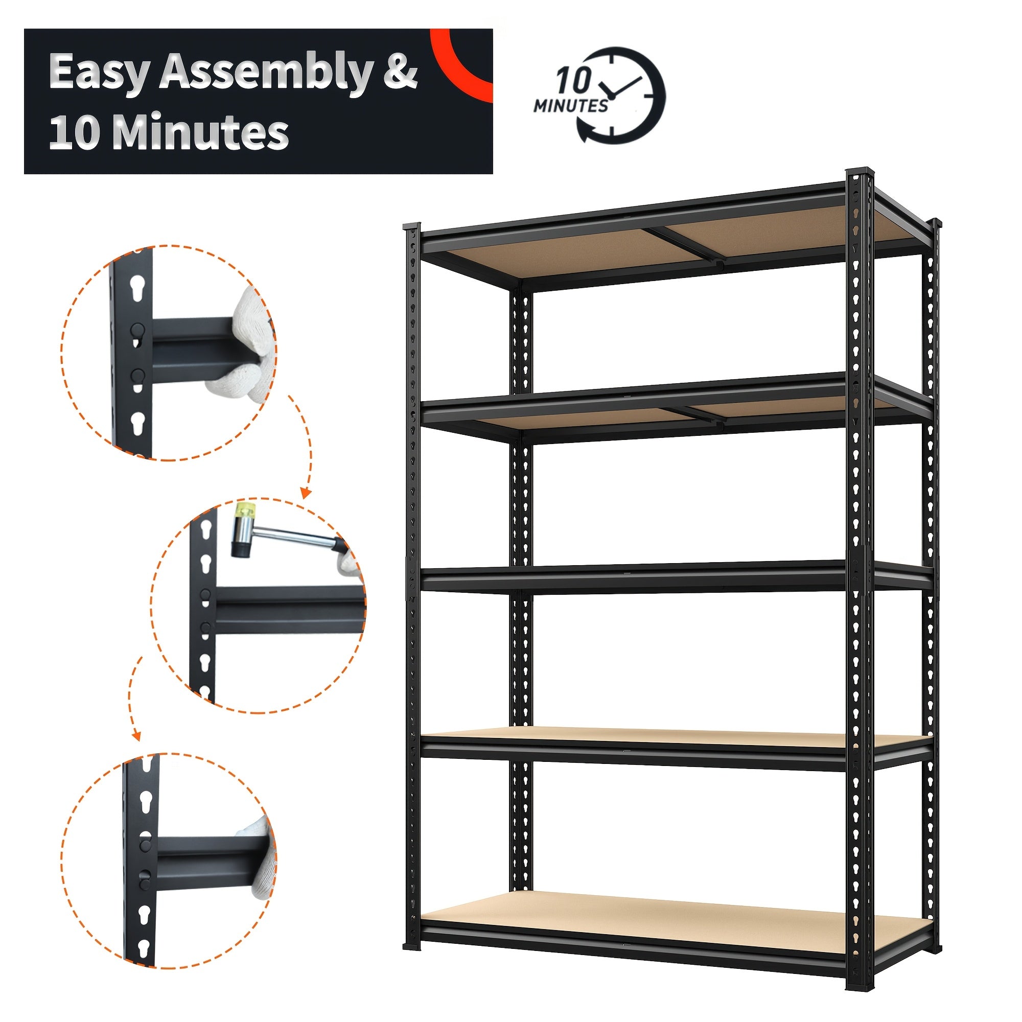72" H Storage Shelves 2000LBS Garage Shelving Heavy Duty Shelving 5 Tier Metal Shelves for Garage Shelves 35.5"W X72"H X 15.8"D, Adjustable Shelving Unit for Basement Pantry Utility Rack Shelf, Office