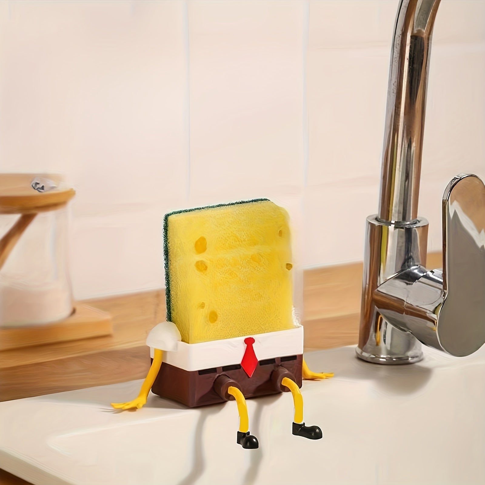 1pc Cartoon Sponge Drain Rack - Fun Bathroom Shower Caddy with Hanging Storage Organizer, Special Features for Kitchen and Coffee Bar Accessories, Space-Saving Design and Easy Cleaning