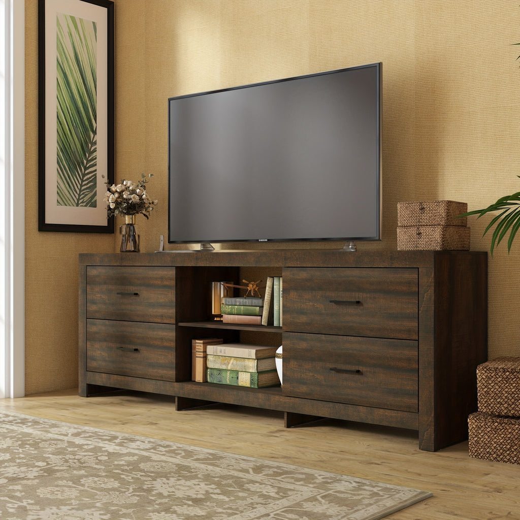 70.8" Modern White TV Stand with 4 Drawers & 2 Shelves - Engineered Wood Media Console, Stable Legs, Multi-Purpose Storage Cabinet for Living Room, Bedroom, Entryway - Easy Assembly, Ideal Gift, Tv Table for Living Room, Bedr