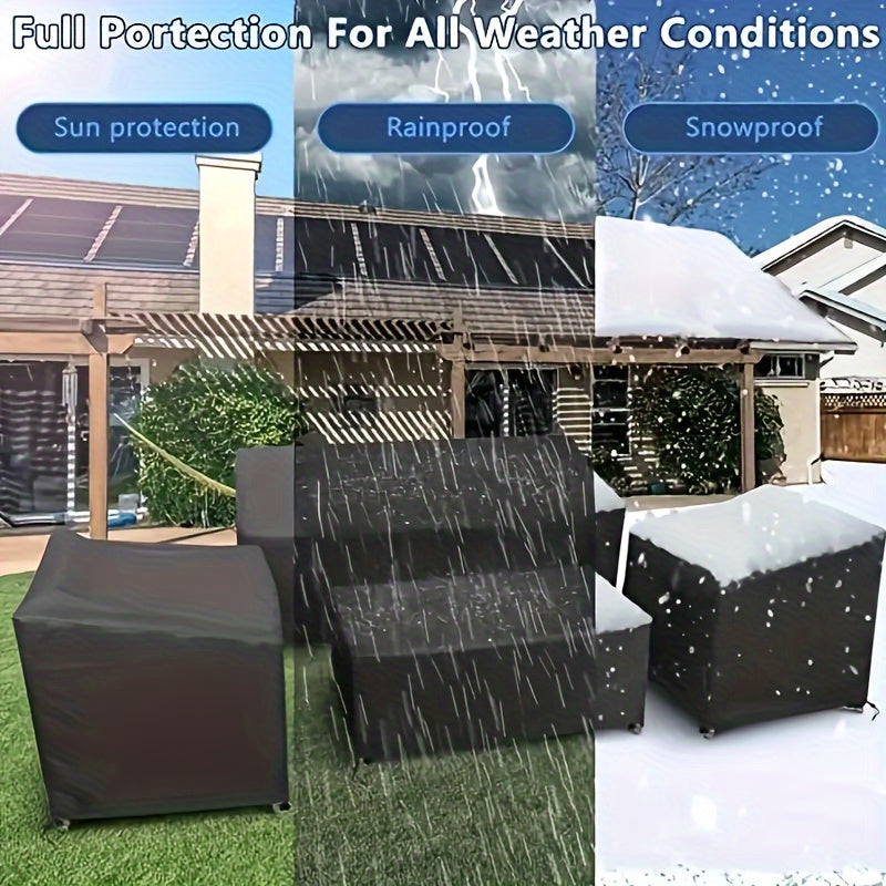 4pcs/set Patio Furniture Cover, 210D Heavy-duty Waterproof Outdoor Furniture Cover, 1 Sofa Cover, 2 Chair Covers, Windproof Coffee Table Cover With Adjustable Drawstring, Suitable For Living Room, Courtyard, Balcony And Terra