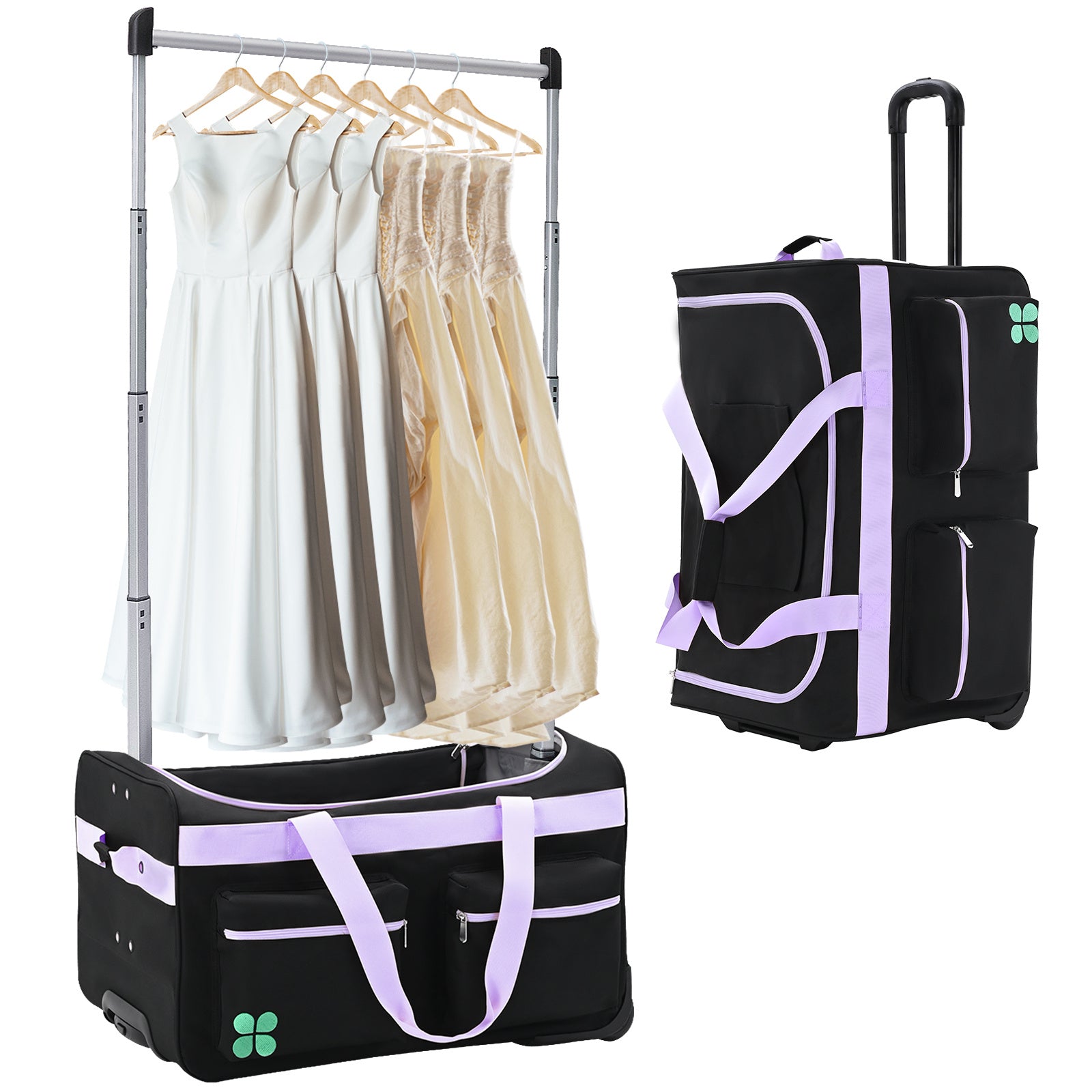 Dance Bag With Garment Rack, 27 Inch Dance Competition Bag Garment Duffel Bag For Competition Events, Travel, Recital Events, Rolling Garment Bag Travel Dance Bag for Girls Boys