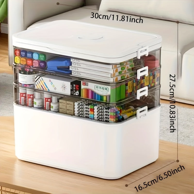 A Multifunctional Plastic Storage Box with a Handle - No Assembly Required, Perfect for Organizing Sewing Tools, Medications, Hair Accessories, Art Supplies, Medical Storage, Cosmetics, And Toys - a Home Storage Solution, Sho