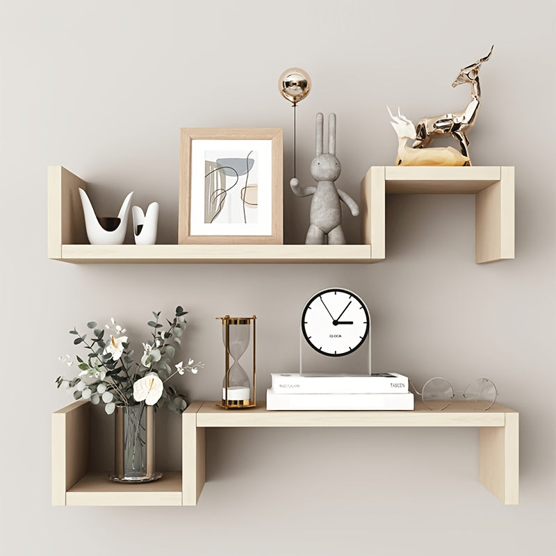 2 Creative Suspension Shelves, Wall Partition, Wall Hanging Storage Shelves, Reinforced Panels, Strong Bearing Capacity, Easy Installation, Suitable For Bedroom, Living Room, Toilet, Bathroom, Restaurant, Dining Room, Hotel A