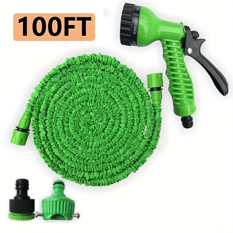 100ft Heavy-Duty Stainless Steel Garden Hose - Flexible, Puncture-Resistant & Rustproof with 10 Multi-Function Nozzles for Easy Watering | Tangle-Free Design for Easy Storage, Garden Hose Nozzle, Ultra-Flexible, Kink-Free, Ma