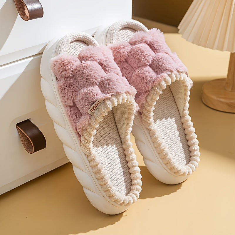Comfort Slippers - Soft Linen, Thick Sole, Non-Slip Indoor/Outdoor Shoes for All Seasons, House Slippers