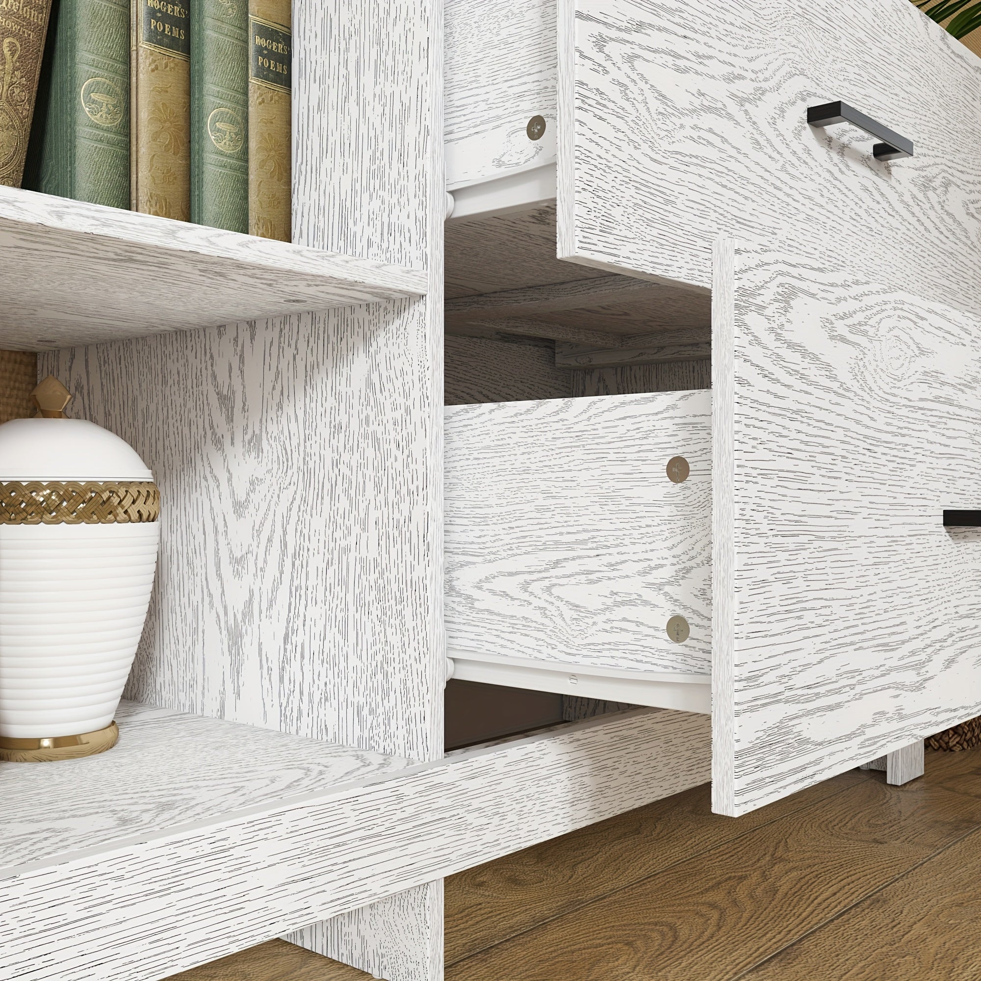 70.8" Modern White TV Stand with 4 Drawers & 2 Shelves - Engineered Wood Media Console, Stable Legs, Multi-Purpose Storage Cabinet for Living Room, Bedroom, Entryway - Easy Assembly, Ideal Gift, Tv Table for Living Room, Bedr