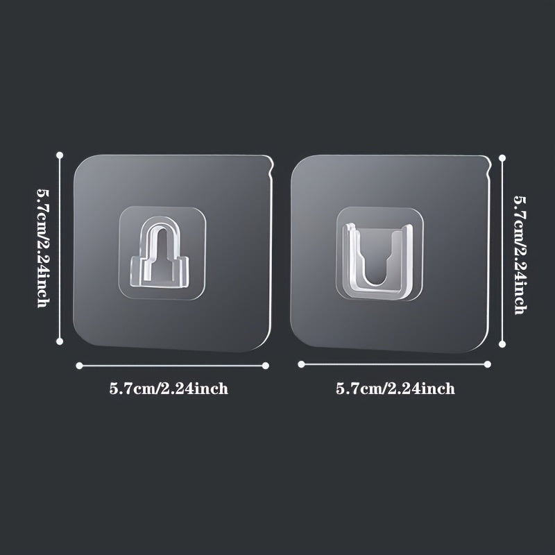 5 Pairs//double-sided Adhesive Wall Hooks, Practical Hooks Seamless And Invisible, Suitable for Heavy-duty Hanging Storage In Bathrooms, Kitchens, And Bedrooms, Modern Style, Practical Hanging, Utility Hooks
