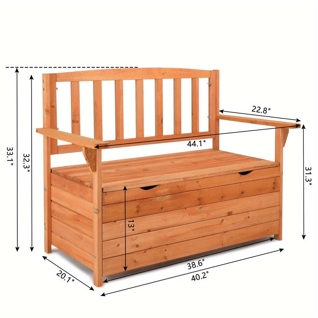 Extra Large 44" Solid Wood Storage Ottoman with Backrest & Armrests - Heavy-Duty 440lb Weight Capacity, High Quality Cover Compatible, Multi-Functional Patio Garden Furniture, Sturdy Construction for Deck, Backyard, or Poolsi