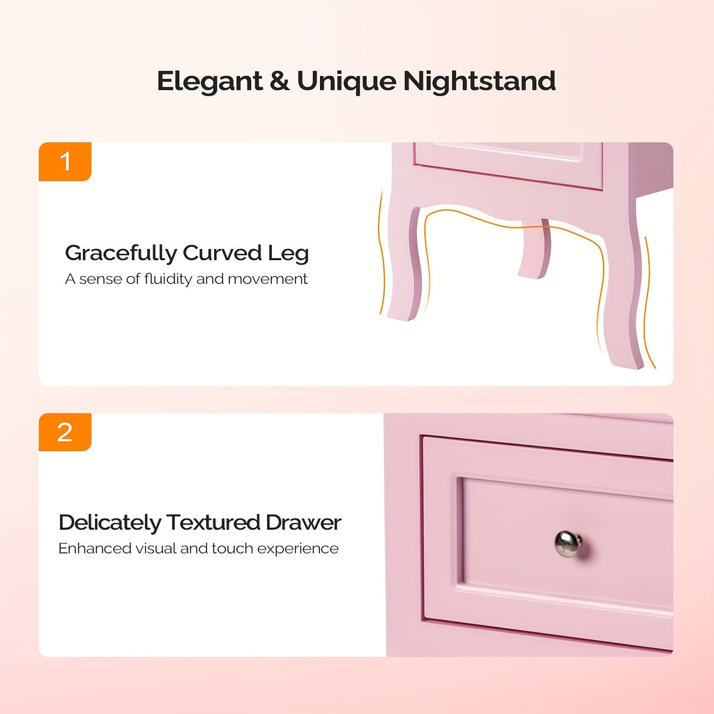 Bonnlo Compact Nightstand with Drawer - Space-Saving Bedside Table, No Assembly Required, Sturdy MDF Construction, Modern Minimalist Design for Small Bedrooms, Apartments, Dorms - Ideal for Bedside, Living Room, Home Office -