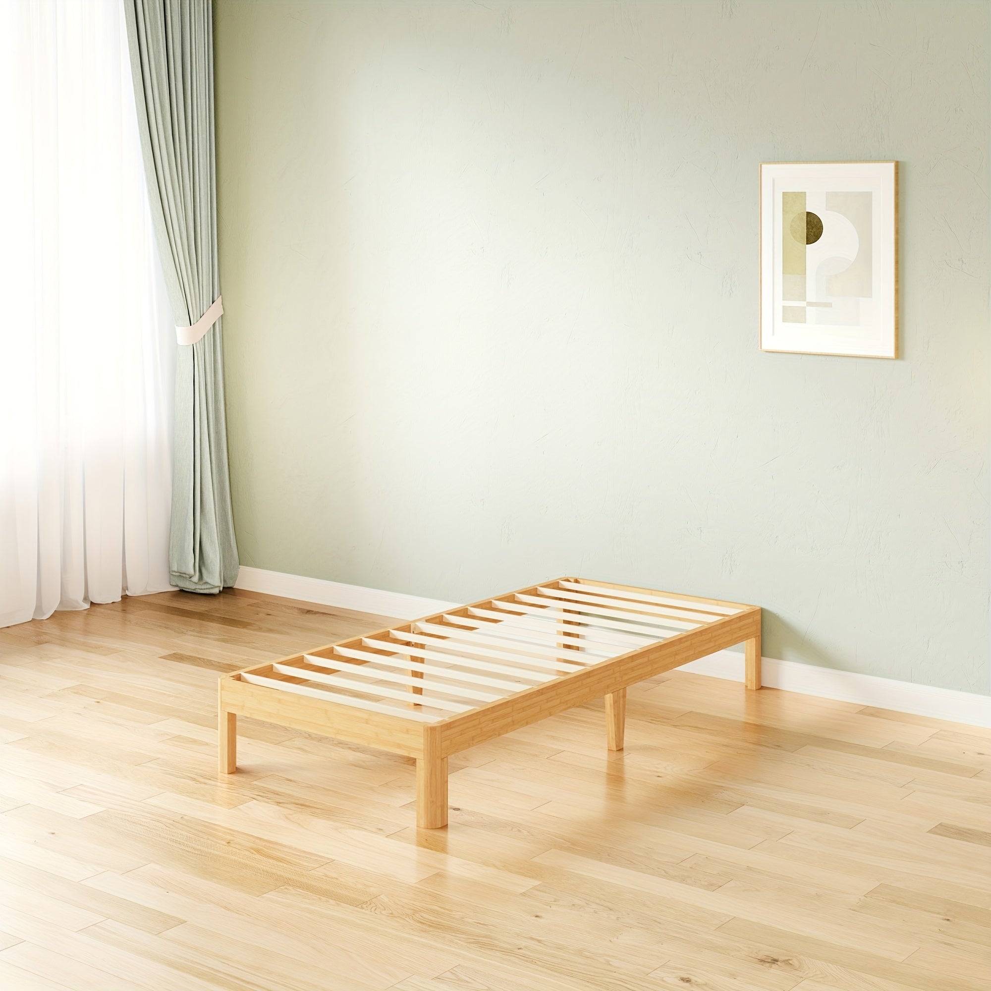 COMASACH Heavy Duty Bamboo & Metal Platform Bed Frame - 14 Inch High No Box Spring Required, Rustic Modern Design with Underbed Storage, Noiseless Sturdy Construction, High-Quality Aseptic Bamboo & Metal, Easy Assembly Bed Ba